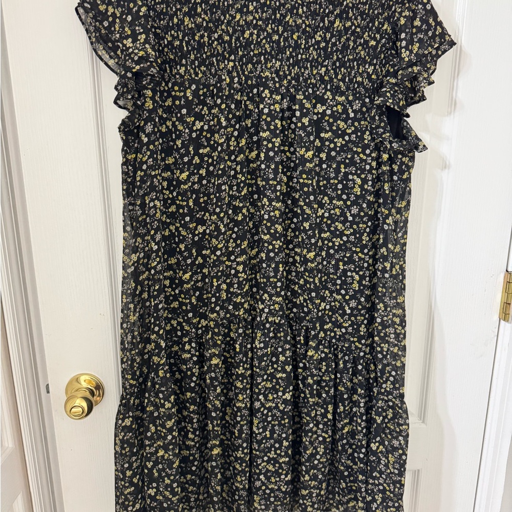 Floral Kids Dress - Black and Yellow